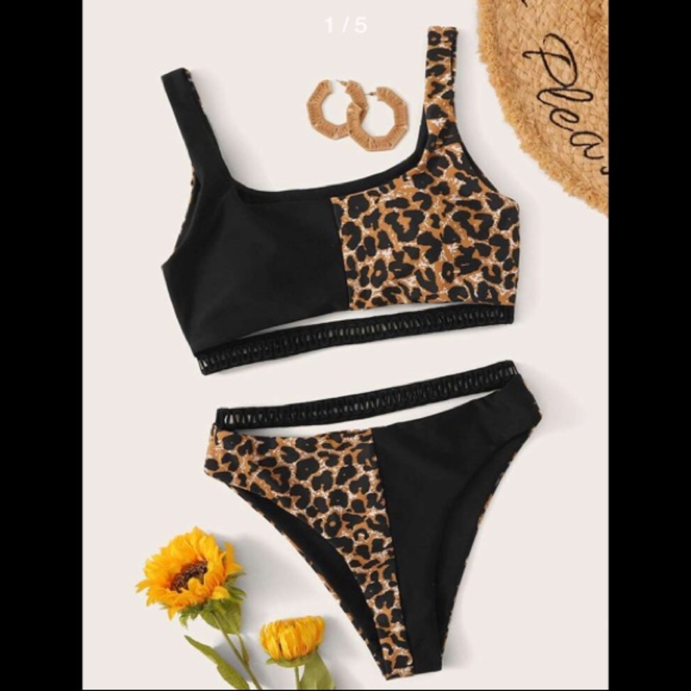Two Tone Leopard Print Bikini